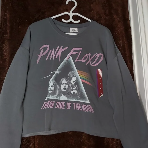 💢SOLD💢Women's Pink Floyd Cropped Top Sweatshirt- Gray - Picture 2 of 10